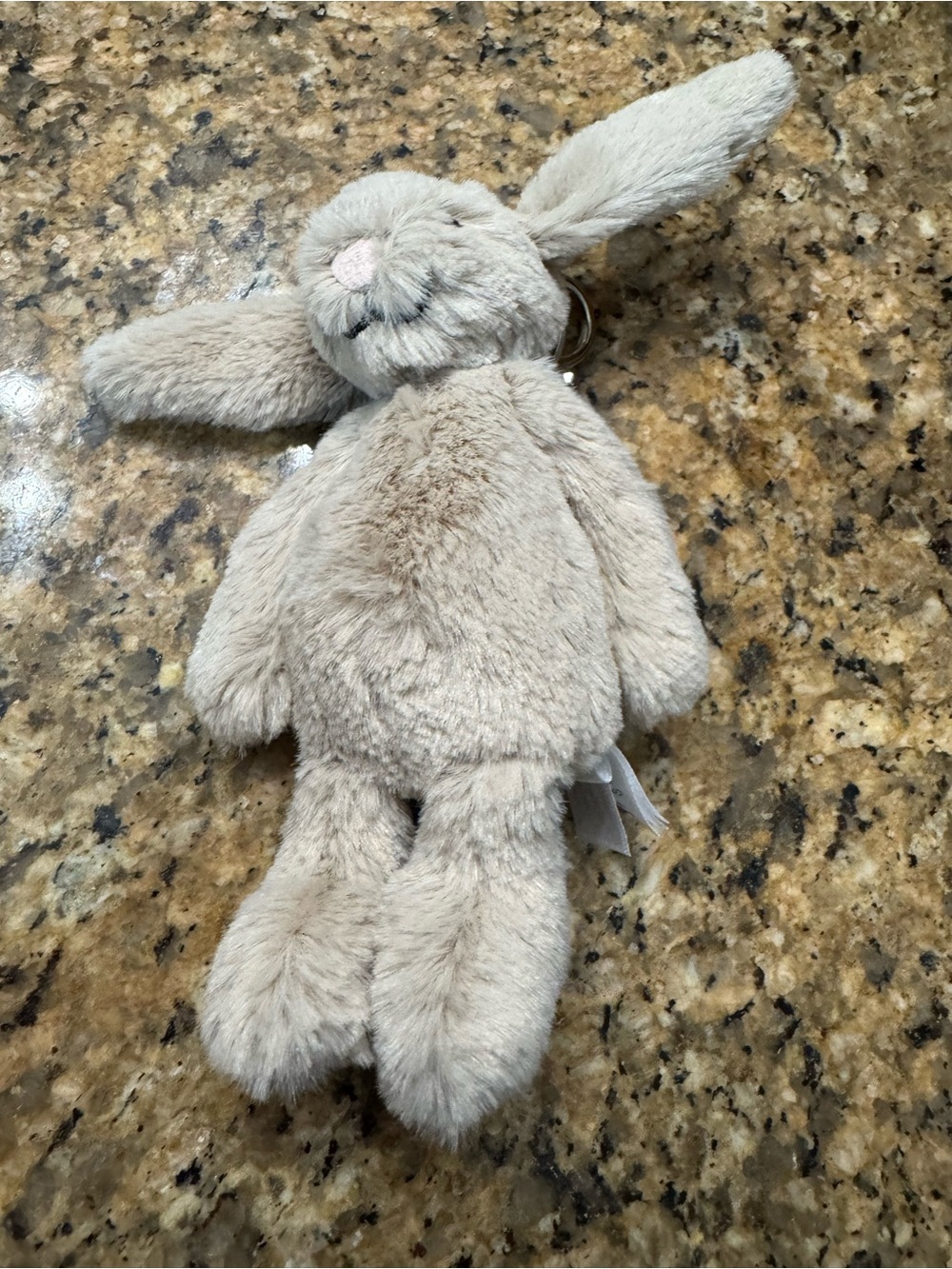 Jellycat Beige Plush Bunny Keyring with Pink Nose